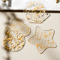 Xiaoxijia Nordic ins gold foil acrylic coaster star insulation mat coffee coaster shooting decorative props