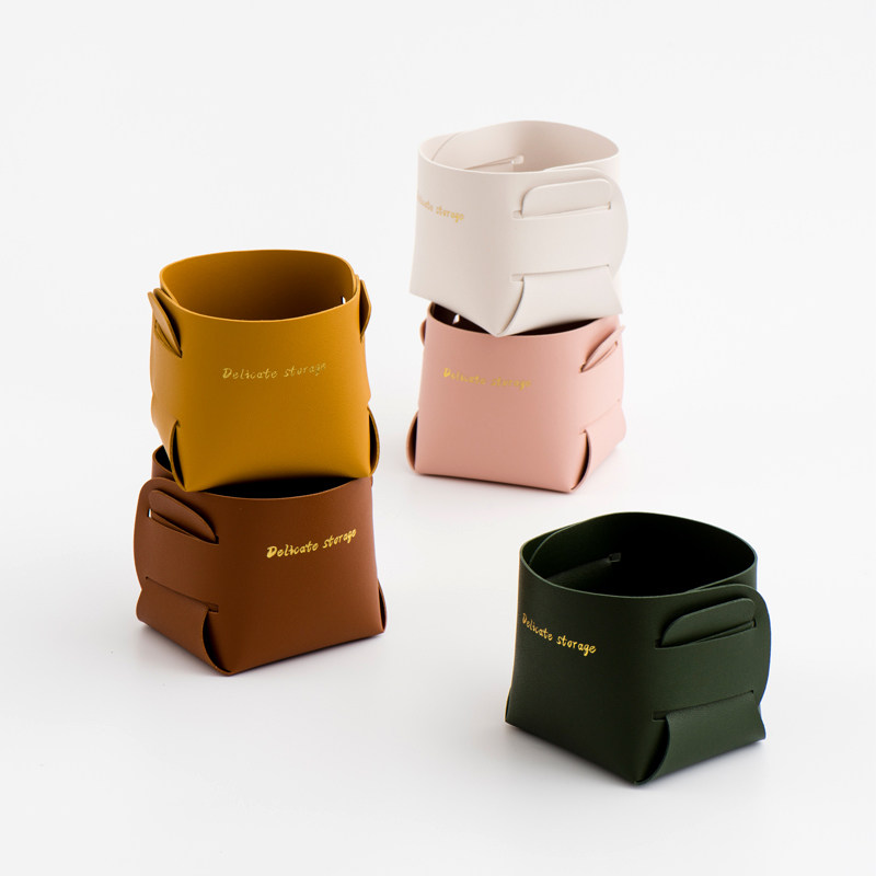 Small Sijia Nordic Ins Wind Leather Pen Holder Containing Silo Tabletop Debris containing Makeup Brush barrel Flower Flower Flower Flower