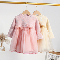 Girls dress autumn and winter plus velvet thickened 2020 new style childrens skirt children baby princess dress winter dress