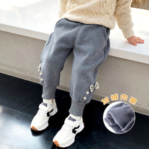 Girl Pants Autumn Winter Thickened Outwear Foreign Air Children Pants Integrated Suede Pants Female baby Winter fit with suede long pants