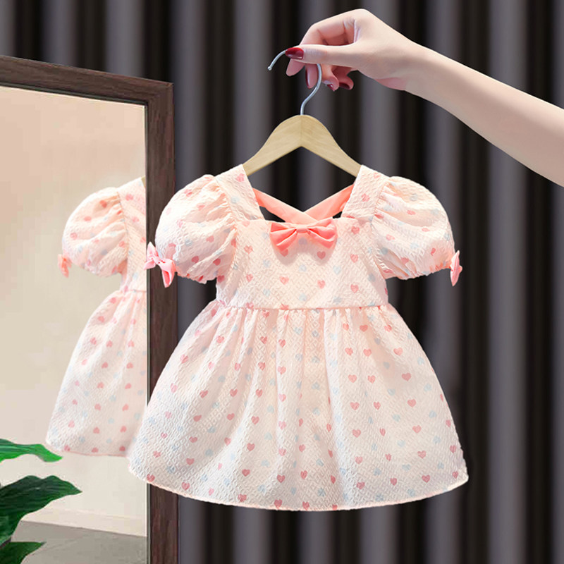 Girl Ocean Dress Summer Short Sleeves 2022 New 2 Foreign Pie 4 Children 5 Princess Dress 3 Year Old Female Baby Skirt Summer Dress