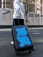 Темный мужской мультяшный японский чемодан, универсальная тележка, 24 дюймов, поворотные колеса