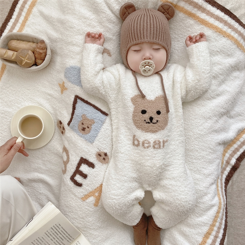 Good night KK autumn and winter cute soft bear head baby romper jumpsuit jumpsuit