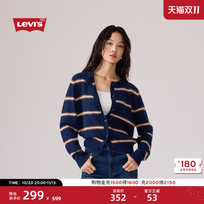 Levi's 26Th Autumn New Women's Wool Blend College Style Casual Cardigan Knit Sweater