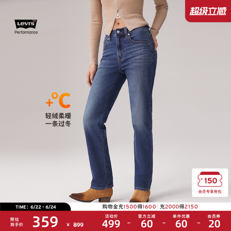 Levi's Winter Warm Series Women's 724 High Waist Slim Fit Straight American Retro Casual Jeans