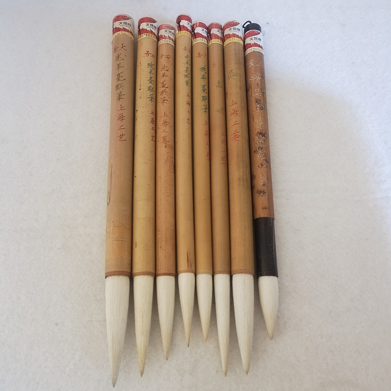 Pure Goat Hair Calligraphy Brush Shanghai Craft Torch Brand, Top Quality Goat Hair Brush for Export, Suitable for Couplets, Clerical Script, and Wei-Style Inscriptions