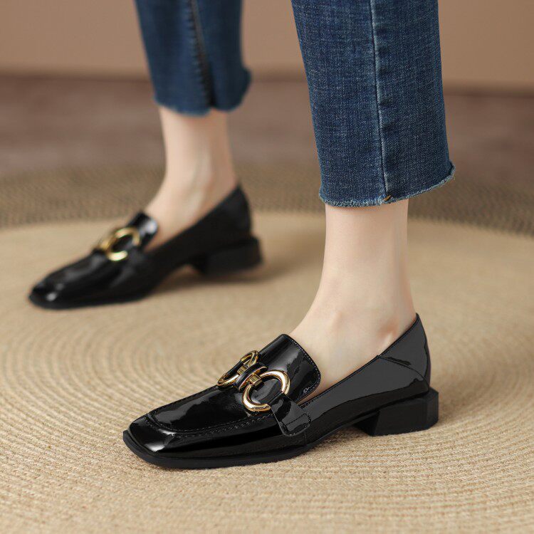 Givenivan's favorite light and familiar style ~ spring and autumn new patent leather square head fashion chunky heel OL commuting work 4cm