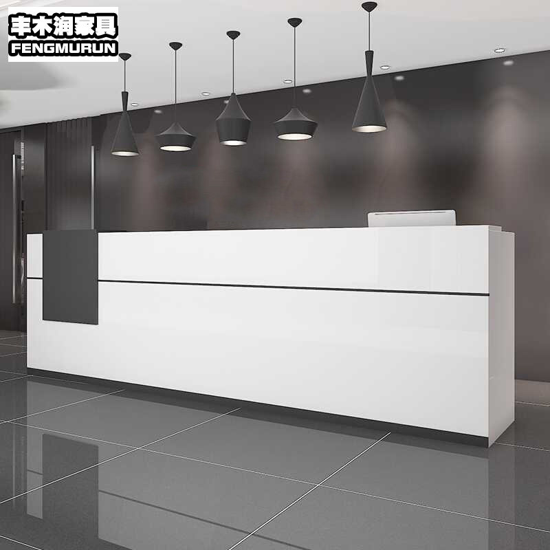 White paint simple modern company front desk reception desk cashier counter welcome desk consultation service desk