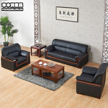 3 persons position sofa Guangzhou business genuine leather guests office sofa tea table combined trio position manager room office area