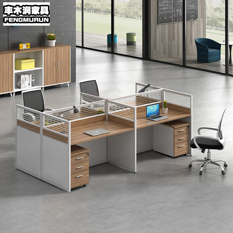 Office desk simple modern four-person 6-person staff table and chair combination office card seat screen partition