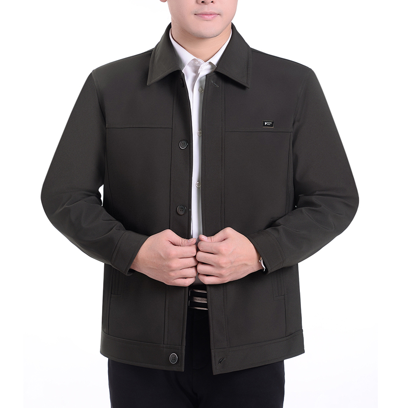 Áo khoác nam trung niên mùa thu mặc áo khoác bố nam trung niên cộng với áo khoác cotton dày mùa thu và áo khoác mùa đông trang phục
