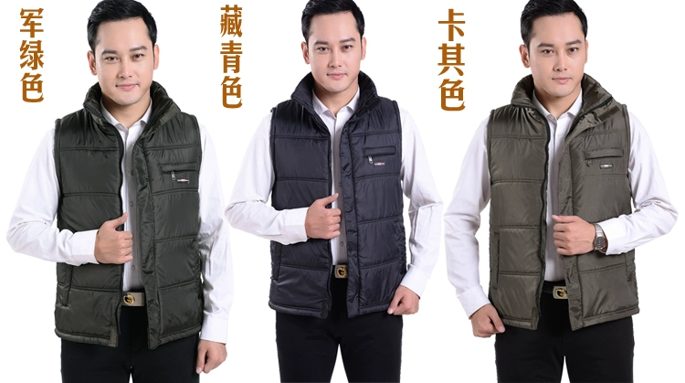 Áo vest nam trung niên cotton dày vest ấm áp Áo vest nam trung niên cotton thu đông bố áo khoác nam hàn quốc mùa đông