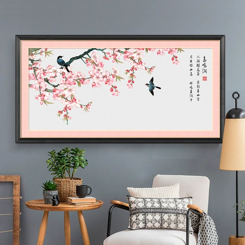 Liangfeng DMC Cross вышитая гостиная новая китайская картина ZGF2116 Весенний день персик цветок птица птица.