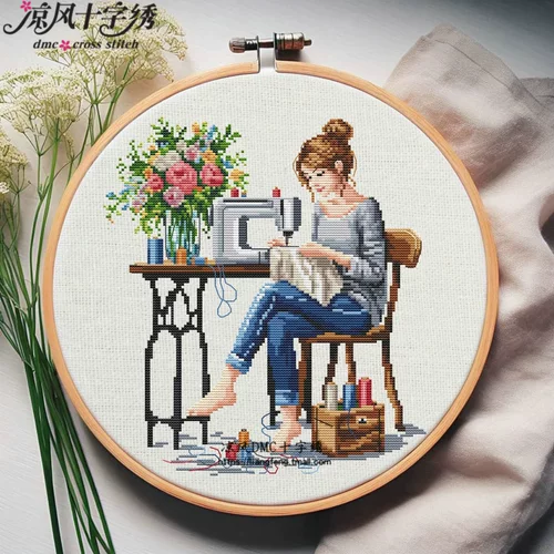 凉风 Нить DMC, набор для вышивки крестиком, новая декоративная картина для гостиной, подвесная картина, персонаж F645, шитье для девочек, 16, печать
