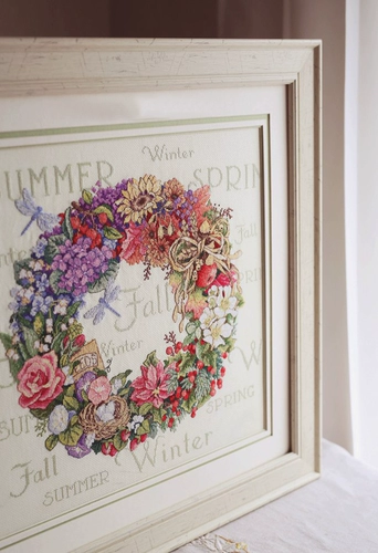 凉风 DMC Cross Emllemery Гостиная Новая спальня свежий цветок HC-090 Dim Four Seasons Цветочный кольцо печати