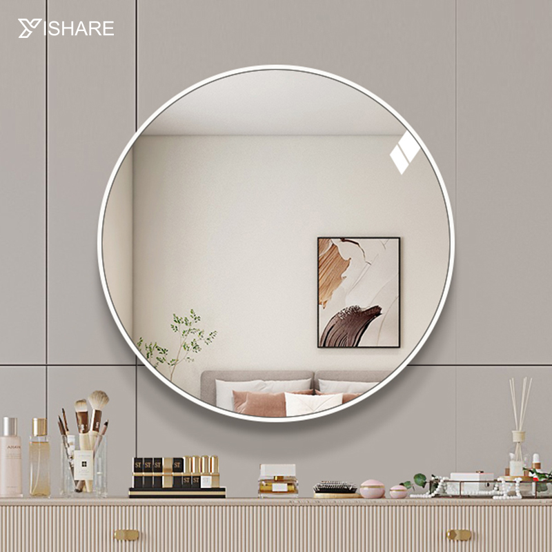 幼儿园卫生间必备神器：铝边圆镜子挂墙免打孔，轻松装点你的洗手间✨