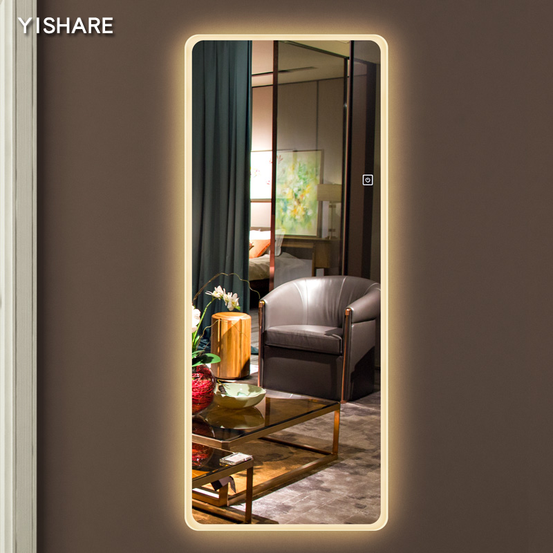 Yishare Frameless Dressing Mirror Led Lights Wall Full Body Yishare Frameless Dressing Mirror Led Lights Wall Full Body Rounded Hanging With