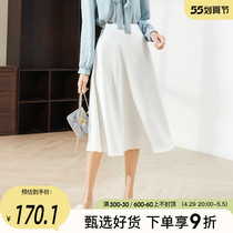 Sophires 2022 spring new high waist loose Conspicuic Fashion Commute White Medium Long a-word half-body dress