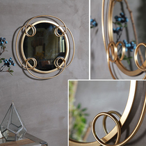 Minima light luxury Lisa Industrial Wind wall-mounted mirror Round mirror Cosmetic Mirror Decorative Mirror Almond Leaf Mirror Hanging Wall