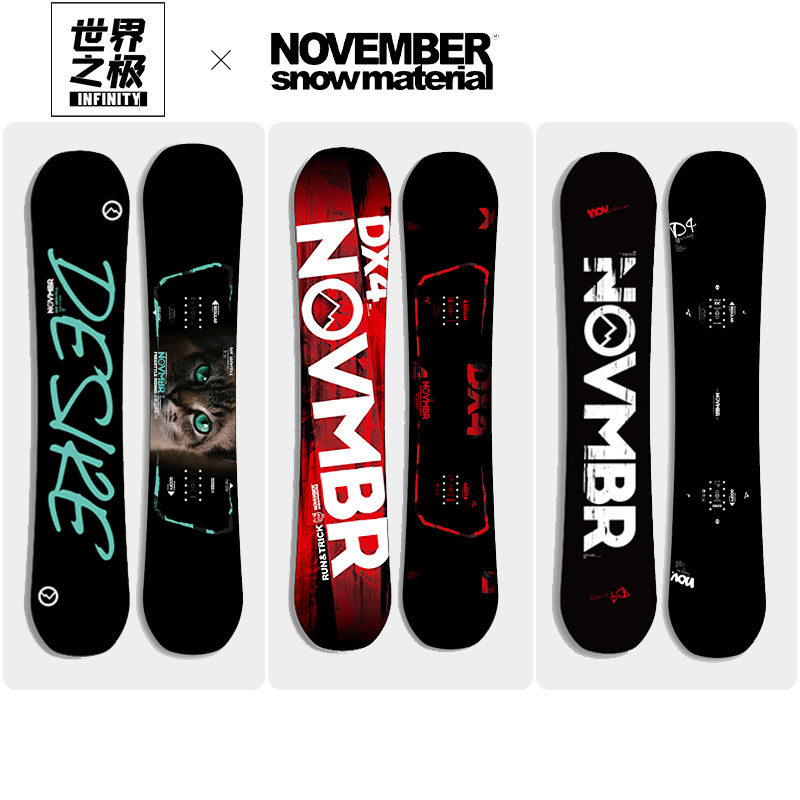 22 new november snowboard cat board flat flower engraved ski men's snowboard snow equipment female world pole