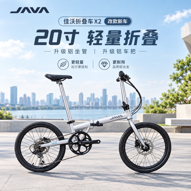 Java Jiawo X2 New Folding Bicycle 20-Inch 7-Speed Adult Portable Commuter Oil Disc Aluminum Alloy City Bike Java Jiawo X2 New Folding Bicycle 20-Inch 7-Speed Adult Portable Commuter Oil Disc Aluminum Alloy City Bike