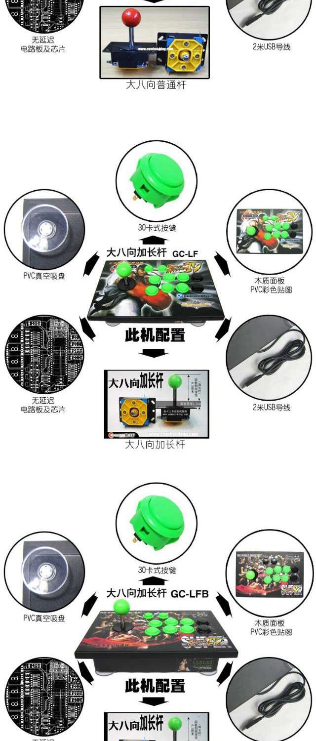 Rocker Arcade Rocker Game Điều khiển Street Fighter 4 Rocker Máy tính chiến đấu Rocker USB Không chậm trễ - Cần điều khiển tay cầm chơi pubg