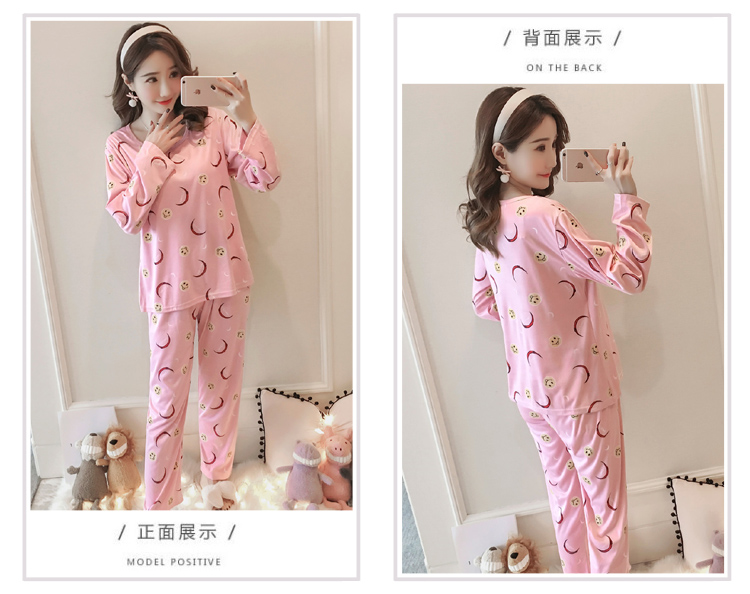 Mới với bộ đồ ngủ độn ngực nữ mùa thu cotton dài tay phần mỏng Phiên bản Hàn Quốc của gói tích hợp đồ lót bên ngoài mặc nhà dịch vụ bộ pijama nam