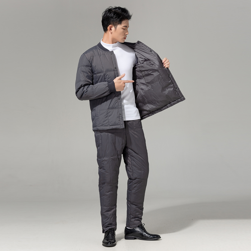 Middle-aged and elderly men's down jacket liner suit winter dad's thickened down cotton pants thermal underwear inside and outside