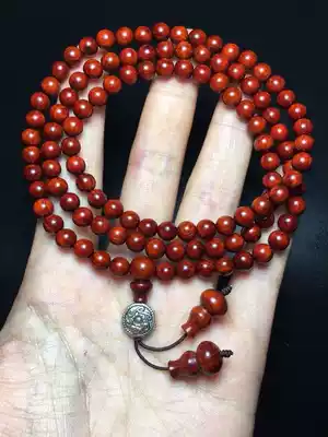 India's new small leaf red sandalwood old material chicken Red Gold Star 06 rosary 108 woolen high oil tight hand female