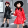 Áo trẻ em mùa thu 2019 mới cho bé gái áo gió trẻ em da pu mùa xuân và mùa thu Hàn Quốc phiên bản áo khoác da dài - Quần áo da áo khoác da zara nữ