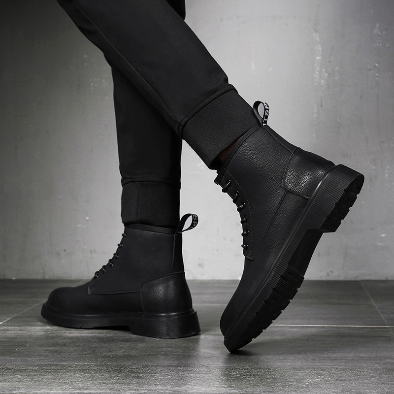 Martin Boots Man Winter Gmao Black 100 Hitch Middle Cylinder Leather Boots Male boots Men's Ynlen Snowy Boots High Cylinder Shoes Man