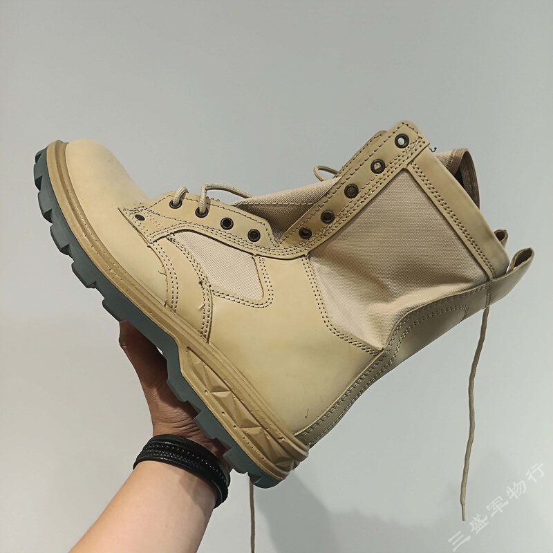 Russian-Made Vkbo System Genuine Leather Desert High-Top Combat Boots, Russian Big Yellow Boots