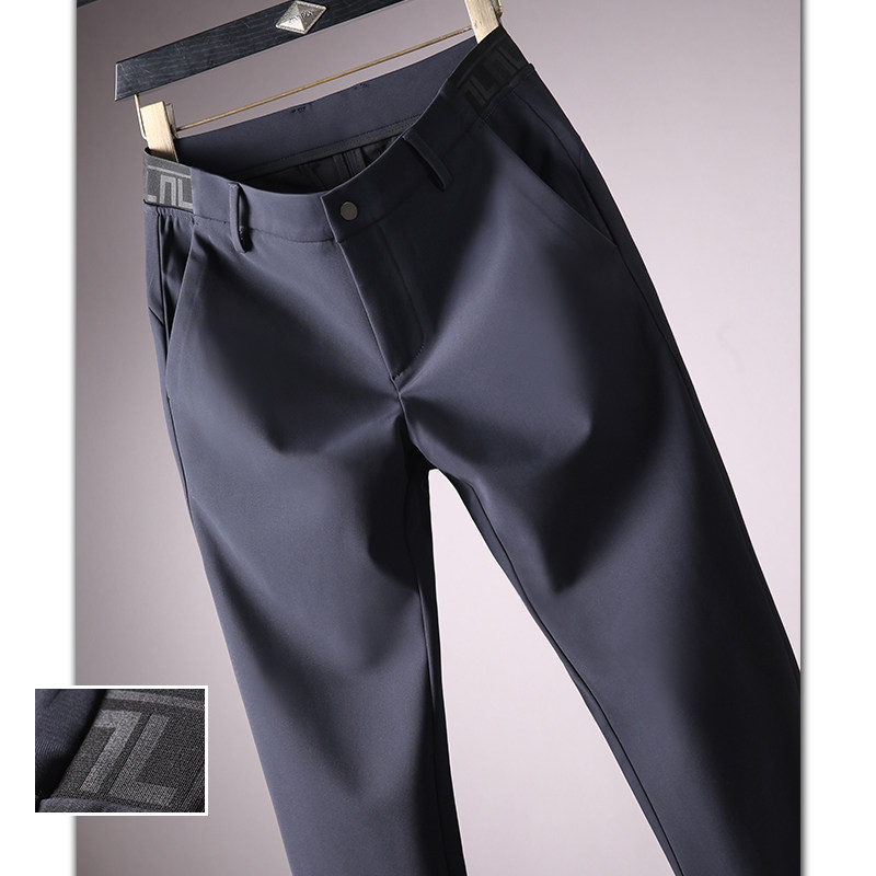 Highly recommended new iron-free wrinkle-resistant stretch fabric autumn and winter men's semi-elastic waist business straight casual pants