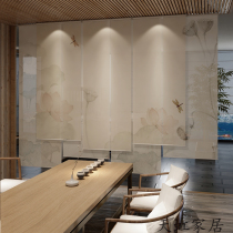 New Chinese style roller shutters partition curtains door curtains roll-up living room dining room sunshade screens tea rooms electric lift curtains