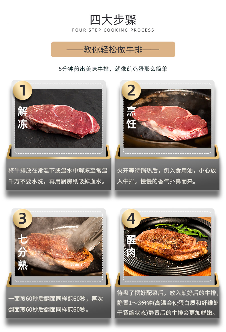 【酣畅】原肉原切眼肉牛排0添加2斤