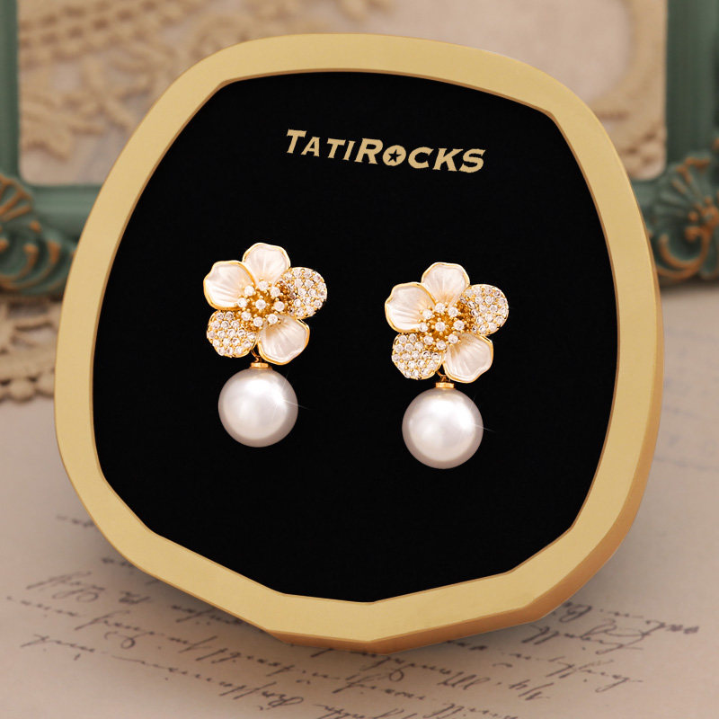 丹麦【设计师】Tatirocks山茶花珍珠耳环女款轻奢气质高级感耳针