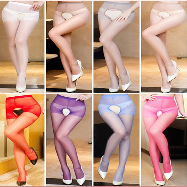 Color stockings summer ultra-thin sexy nurse uniform pink stockings tear open crotch interlude lace conjunction