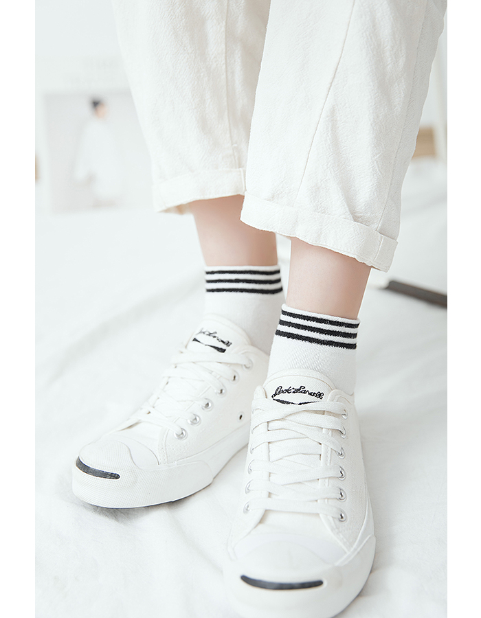 Vớ nữ ống vớ Phiên bản Hàn Quốc của trường thể thao vớ cotton nữ vớ sinh viên sọc vớ đầy đủ 200 trừ 20 tất nữ cổ ngắn dễ thương