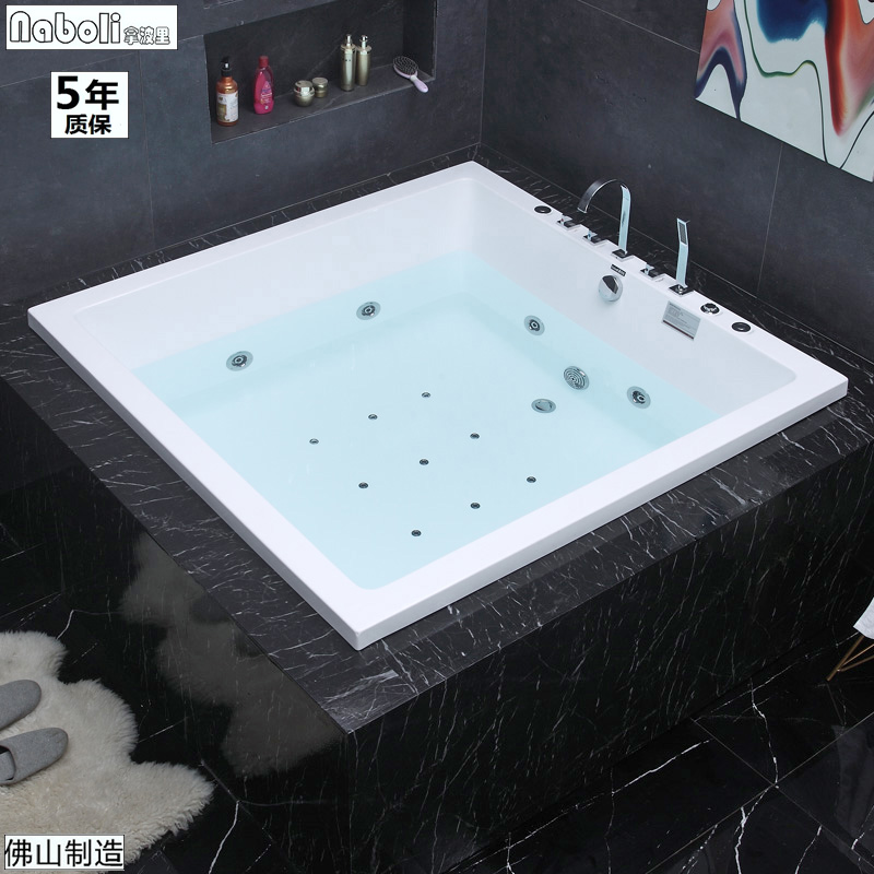 Square internal embedded large bathtub acrylic double home inlaid thermostatic massage Hotel small tub 5307