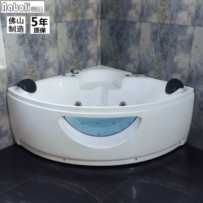 Double fan-shaped couple triangle adult bathtub household small apartment corner skirt bathtub Napoli NL5197
