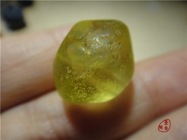 Сувенир 〓西亚八棱老琉璃珠子〓300年鹅黄色波西米亚凡士林大颗粒碟珠43