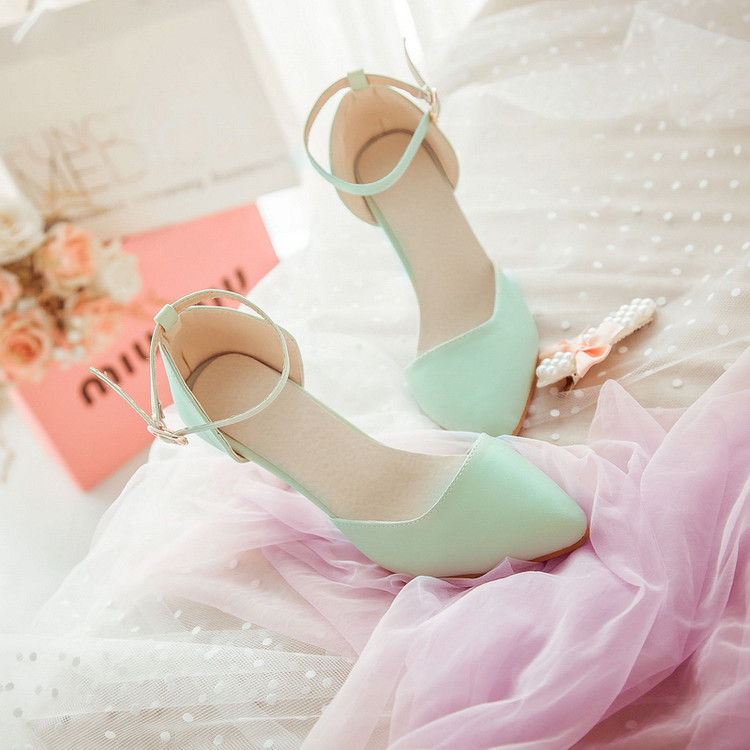 Nhật Bản nhỏ ngọt Baotou khóa từ dép cô gái tốt với kích thước lớn miệng nông nhọn nhỏ kích thước 33 giày cao gót giày sandal nữ hoa cúc