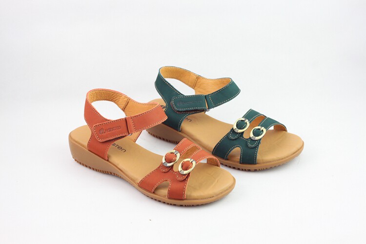 Hangtenn US Happy Cabinet Summer Head Cow Leather Leisure Flat Lamper Sandals H0727754