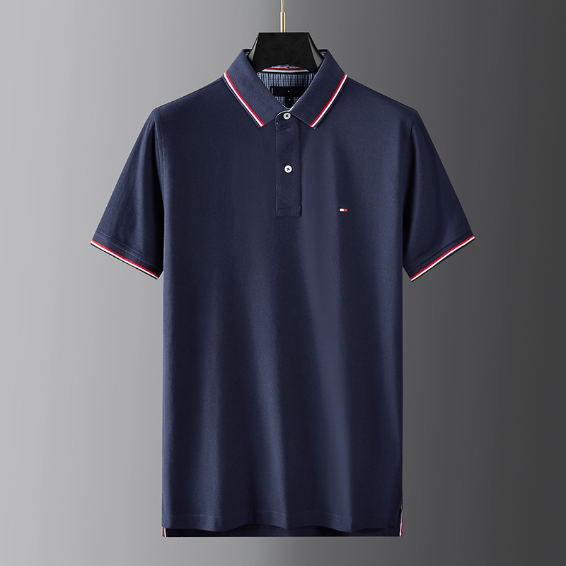 Authentic American Tommy Hilfiger Tommy T-Shirt for Men, Business Casual Lapel Polo Shirt, Classic Men's Short-Sleeved Shirt