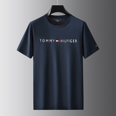 Genuine American TOMMY HILFIGER short-sleeved T-shirt for men's summer casual wear, pure cotton base layer, round neck T-shirt