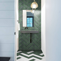 Metal tiles Retro dark green wall tiles Floor tiles Bathroom kitchen tiles Bathroom restaurant bathroom Net red Nordic