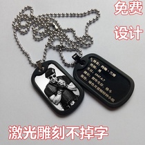 Military brand necklace souvenir custom dog brand lettering male US military titanium steel comrades veterans laser engraving drop