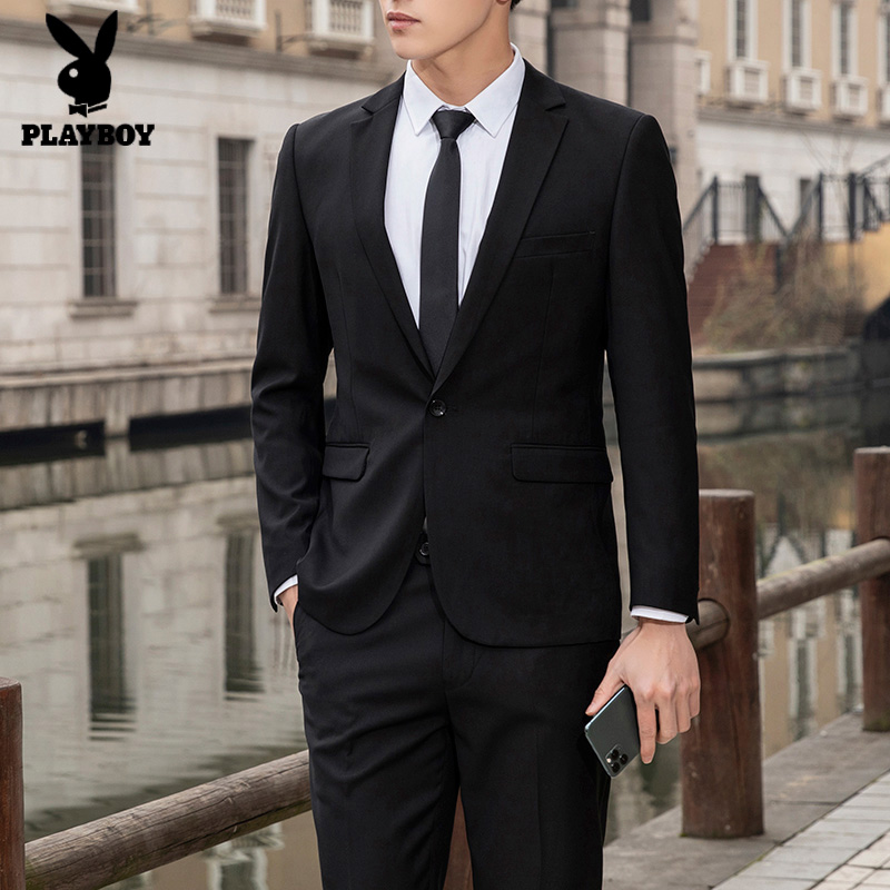 Flower Playboy Western suit suit men's suit jacket positive to go to work black male work clothes business little western suit-Taobao