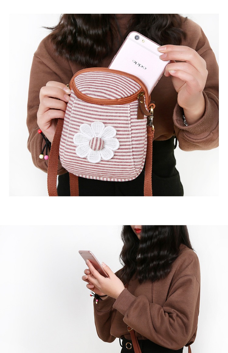 Tri-color patch garden party phiên bản Hàn Quốc của cô gái mini túi điện thoại di động đơn giản dễ thương túi vải chéo vai chéo - Túi điện thoại túi kẹp nách nữ
