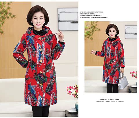 Áo khoác cotton mùa đông dày cho phụ nữ trung niên cộng với áo nhung dài trùm đầu phù hợp với bà ngoại áo khoác cotton cỡ lớn 50 tuổi đồ bộ mặc nhà cho người trung niên